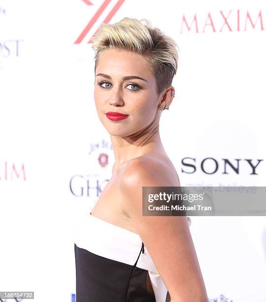 Miley Cyrus arrives at the Maxim 2013 Hot 100 Party held at Create on May 15, 2013 in Hollywood, California.