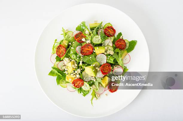 gourmet salad - food plate stock pictures, royalty-free photos & images