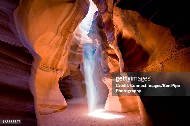 light coming into antelope canyon, page, arizona, usa - antelope canyon stock-fotos und bilder
