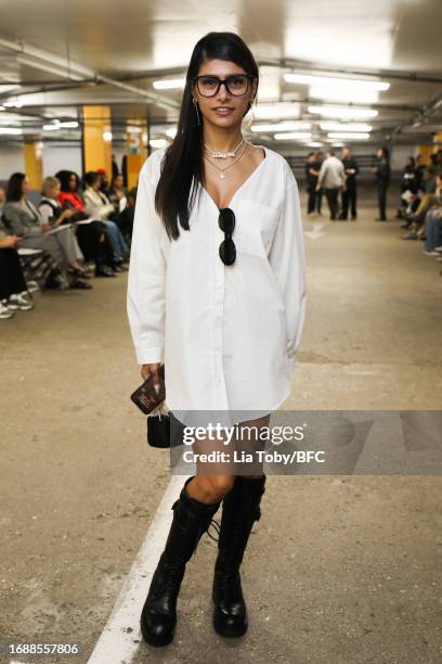 Mia Khalifa attends the Supriya Lele show during London Fashion Week September 2023 at The Barbican on September 18, 2023 in London, England.