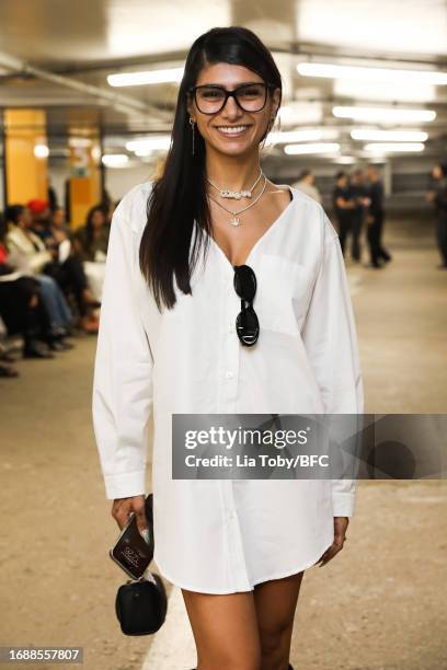 Mia Khalifa attends the Supriya Lele show during London Fashion Week September 2023 at The Barbican on September 18, 2023 in London, England.