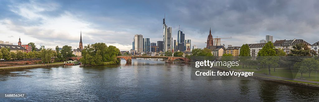 Frankfurt am Main central riverside cityscape panorama Germany