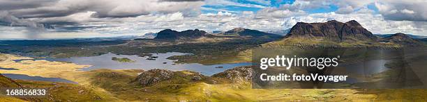 scotland epic highland landscape mountain panorama - silentfoto heather stock pictures, royalty-free photos & images