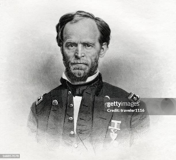 general william t. sherman - 1868 stock illustrations