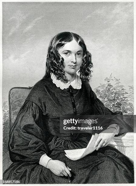 elizabeth barrett browning - famous british poets stock illustrations
