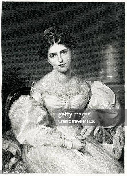 frances anne kemble - portrait stock illustrations