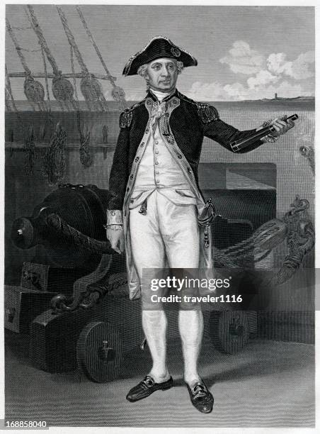 stockillustraties, clipart, cartoons en iconen met john paul jones - amerikaanse onafhankelijkheidsoorlog