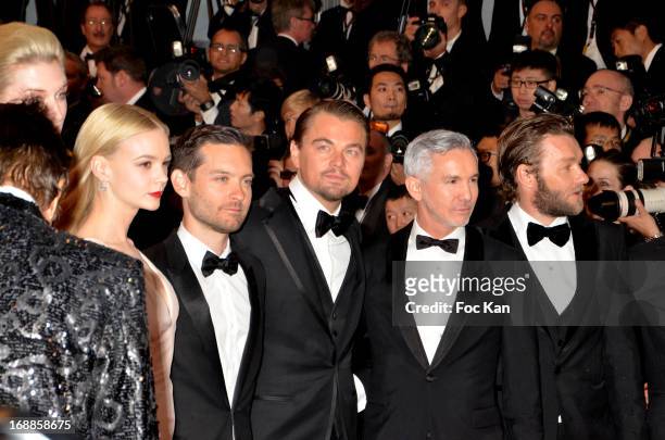 Carey Mulligan, Tobey Maguire, Leonardo DiCaprio, Baz Luhrmann and a guest attend the Opening Ceremony and Premiere of 'The Great Gatsby' at The 66th...