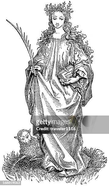 saint agnes - religious saint stock illustrations
