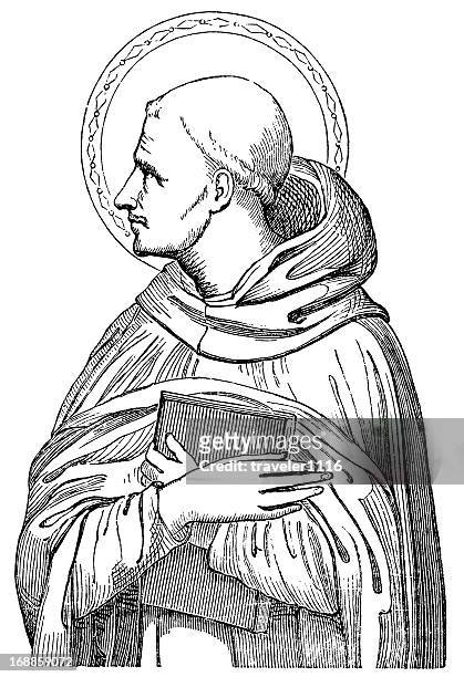 saint bernard von clairvaux - bernhardiner stock-grafiken, -clipart, -cartoons und -symbole