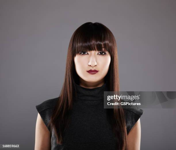 portrait of a beautiful japanese woman - long dark hair stock pictures, royalty-free photos & images