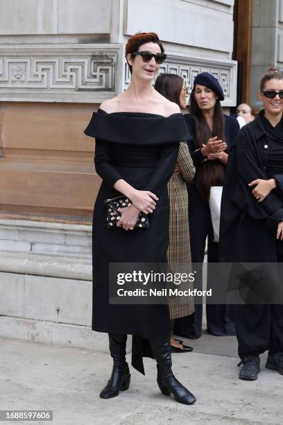 Erin O'Conner attends Emilia Wickstead at Royal Academy of Arts during London Fashion Week September 2023 on September 18, 2023 in London, England.