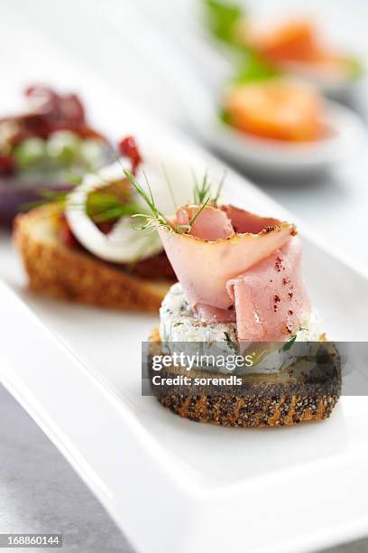 roast beef canape - starter stock pictures, royalty-free photos & images