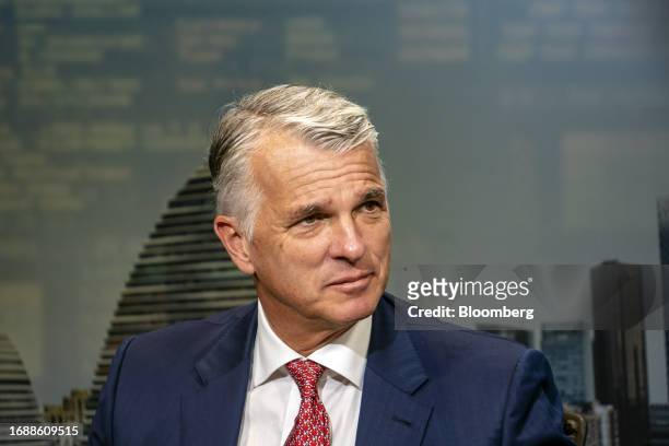 Sergio Ermotti, chief executive officer of UBS Group AG, during a Bloomberg Television interview in Beijing, China, on Monday, Sept. 25, 2023....