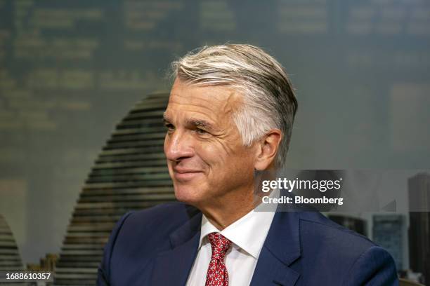 Sergio Ermotti, chief executive officer of UBS Group AG, during a Bloomberg Television interview in Beijing, China, on Monday, Sept. 25, 2023....