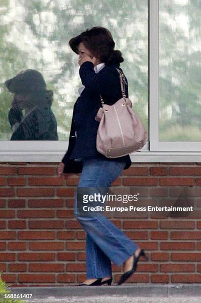 Penelope Cruz's mother Encarna Sanchez visits Monica Cruz after she gave birth to a baby girl by artificial insemination on May 14, 2013 in Madrid,...