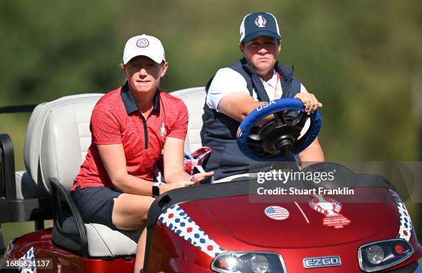 Stacy Lewis, captain of team USA looks on during practice prior to the The Solheim Cup at Finca Cortesin Golf Club on September 18, 2023 in Casares,...