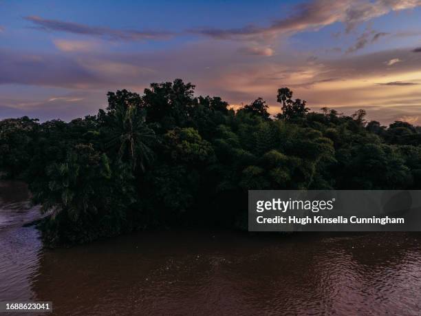 Aerial views of the Uele river and jungles on September 20, 2023 in Niangara, Congo. Tensions between local Congolese communities and groups of...