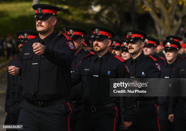 Members of the Calgary Police Service take part in the 25th annual Alberta's Police and Peace Officers' Memorial Day, on the Alberta Legislature...