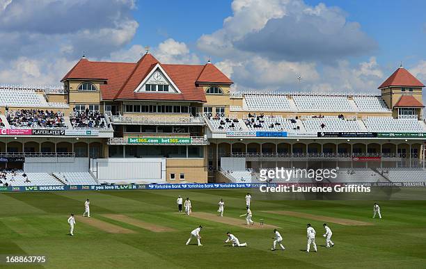 General view of play during day two of the LV County Championship division one match between Nottinghamshire and Surrey at Trent Bridge on May 16,...
