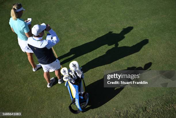 Anna Nordqvist of team Europe looks on during practice prior to the The Solheim Cup at Finca Cortesin Golf Club on September 18, 2023 in Casares,...