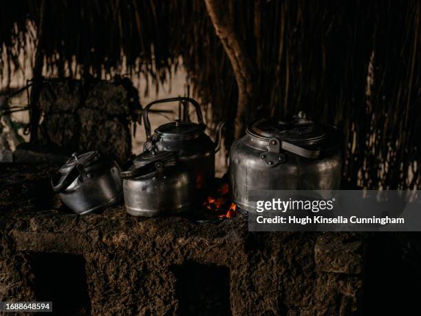 Tea is boiled at a cafe that serves nomadic herders visiting the town on September 21, 2023 in Niangara, Congo. Tensions between local Congolese...