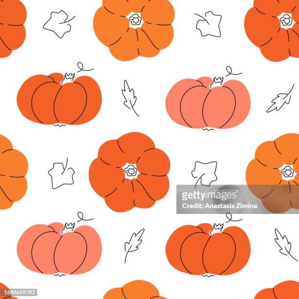 pumpkins seamless pattern doodle autumn harvest