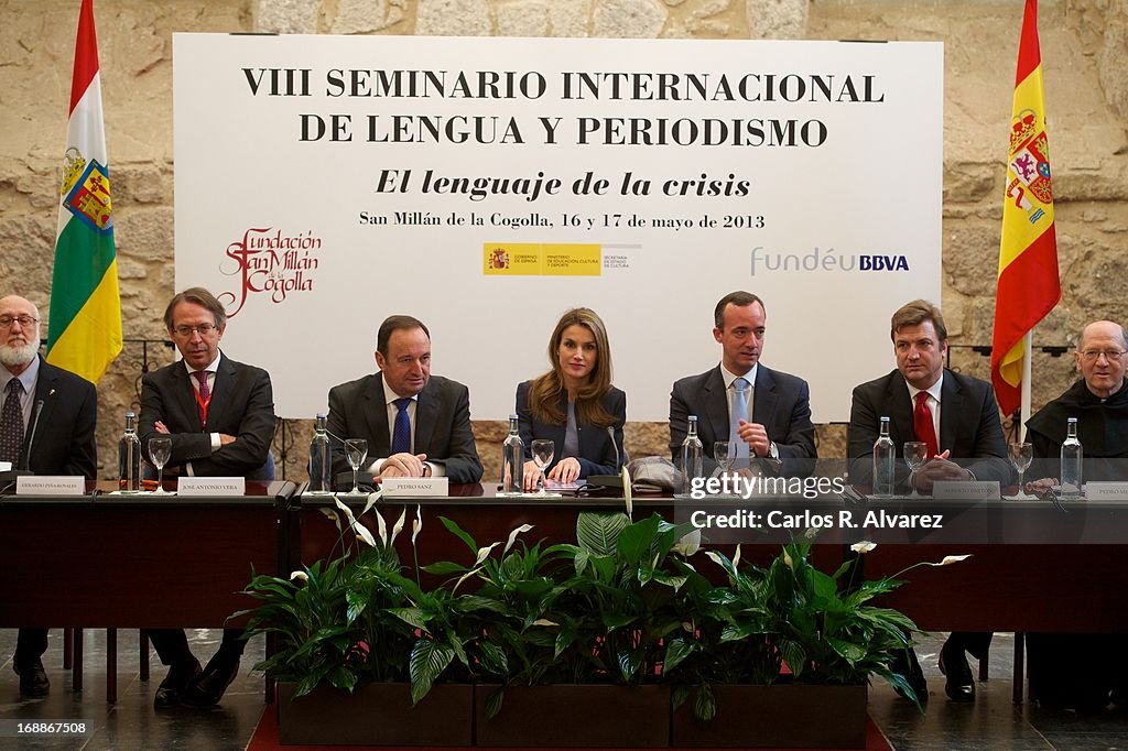 Princess Letizia of Spain Attends 'El Lenguaje de la Crisis' Seminar