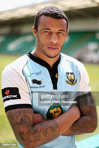 Courtney Lawes of Northampton Saints poses for a portrait during a media day at Franklin's Gardens on May 16, 2013 in Northampton, England.