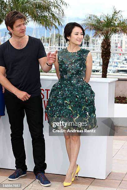 Jury President Thomas Vinterberg and Jury member actress Zhang Ziyi attend the Jury 'Un Certain Regard' Photocall during the 66th Annual Cannes Film...