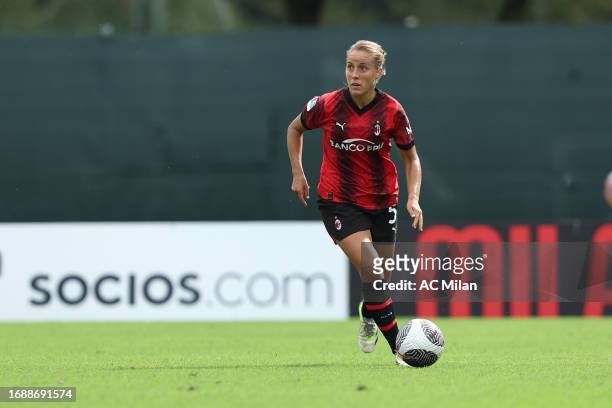 Valentina Cernoia of AC Milan in action during the Women Serie A match between AC Milan and AS Roma at Vismara PUMA House of Football on September...
