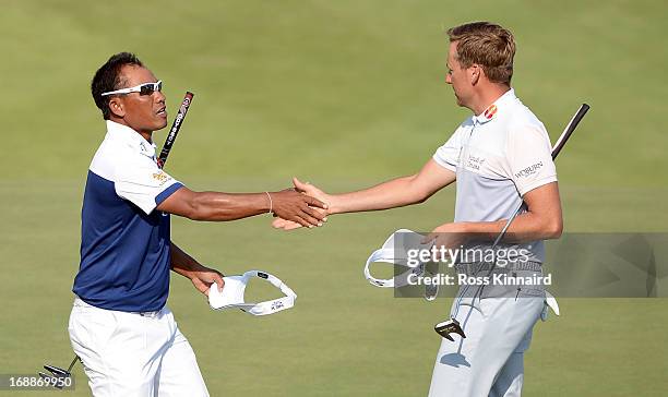 Thongchai Jaidee of Thailand beat Ian Poulter of England 3&2 on day one of the Volvo World Match Play Championship at Thracian Cliffs Golf & Beach...