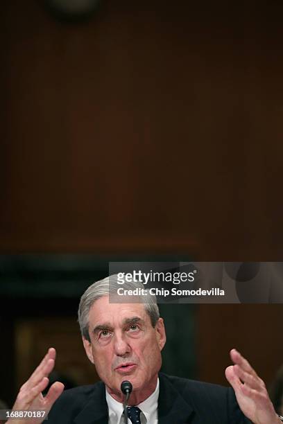 Federal Bureau of Investigation Director Robert Mueller testifies before the Senate Appropriations Committee's Commerce, Justice, Science, and...