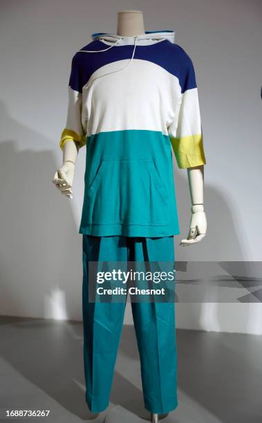 Creation for Kenzo is displayed during "Mode Et Sport, D'un Podium A L'Autre" exhibition at Musee Des Arts Decoratifs on September 18, 2023 in Paris,...