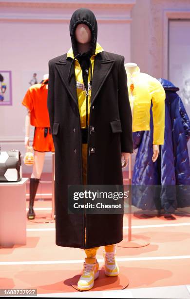 Creation for Louis Vuitton by fashion designer, Virgil Abloh is displayed during "Mode Et Sport, D'un Podium A L'Autre" exhibition at Musee Des Arts...