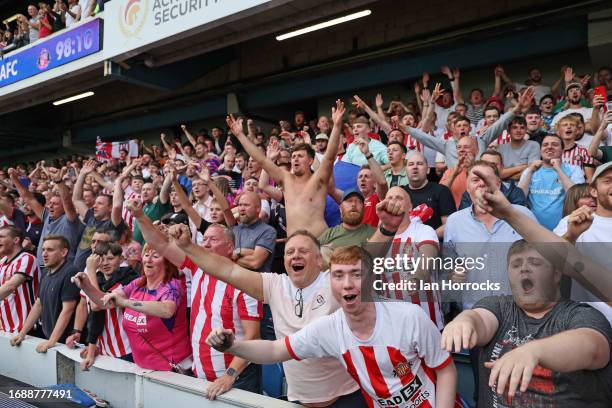 Sunderland fans celebrates the win during the Sky Bet Championship match between Queens Park Rangers and Sunderland at Loftus Road on September 16,...