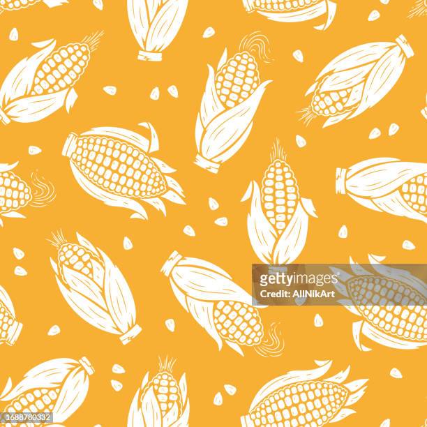 corn cobs seamless pattern maize yellow