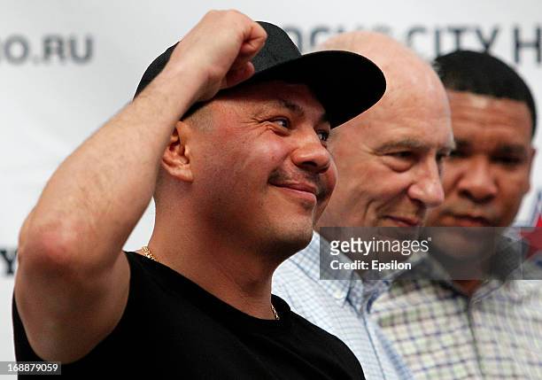 Former Super lightweight world champion Kostya Tszyu arrives for the official weigh-in for the fight between Denis Lebedev of Russia and Guillermo...