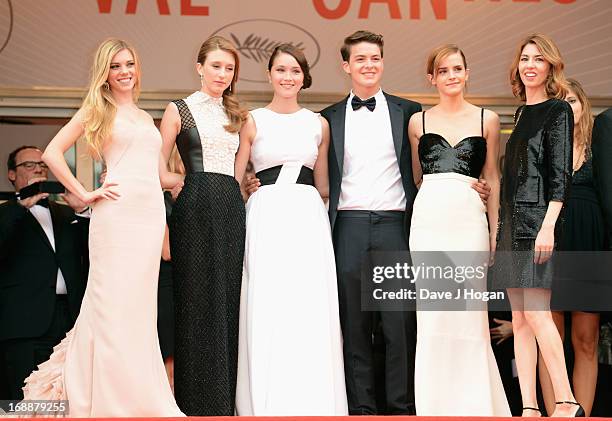 Actresses Claire Julien, Taissa Farmiga and Katie Chang, actor Israel Broussard, actress Emma Watson and director Sofia Coppola attends 'The Bling...