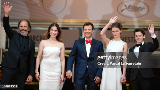 Frederic Pierrot, Geraldine Pailhas, Francois Ozon, Marine Vacth and Fantin Ravat attend the 'Jeune & Jolie' premiere during The 66th Annual Cannes...