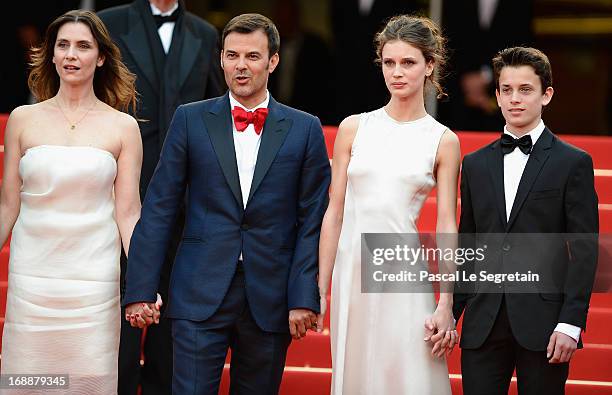 Geraldine Pailhas, Francois Ozon, Marine Vacth and Fantin Ravat attend the 'Jeune & Jolie' premiere during The 66th Annual Cannes Film Festival at...