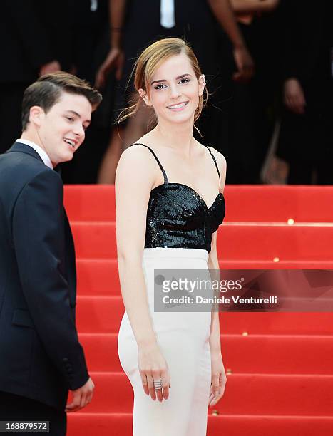Actor Israel Broussard watches Emma Watson at the Premiere of 'The Bling Ring' at The 66th Annual Cannes Film Festival at Palais des Festivals on May...
