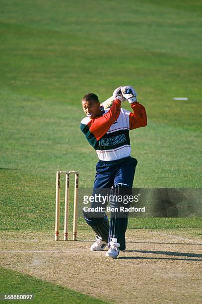 Australian cricketer Andrew Symonds batting for Gloucestershire against Somerset in a Sunday League, first round match at Taunton County Ground,...