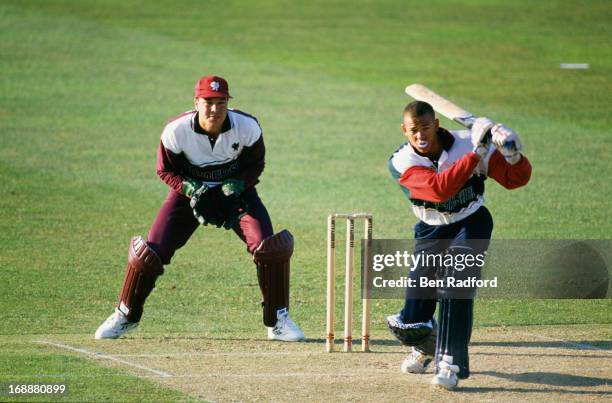 Australian cricketer Andrew Symonds batting for Gloucestershire against Somerset in a Sunday League, first round match at Taunton County Ground,...