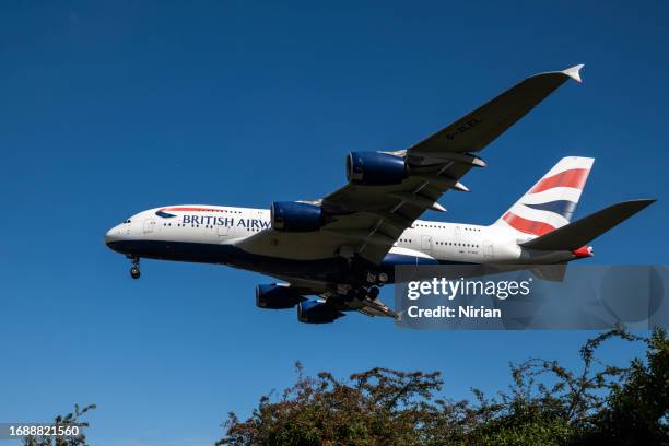 british airways g-xlel a380-841 - airbus a380 stock pictures, royalty-free photos & images