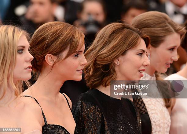 Actresses Claire Julien, Emma Watson, Director Sofia Coppola and Taissa Farga attend 'The Bling Ring' premiere during The 66th Annual Cannes Film...