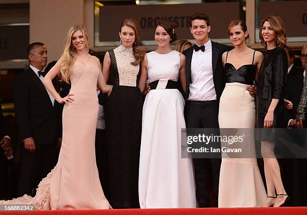 Actors Claire Julien, Taissa Fariga, Katie Chang, Israel Broussard, Emma Watson and director Sofia Coppola attend 'The Bling Ring' premiere during...