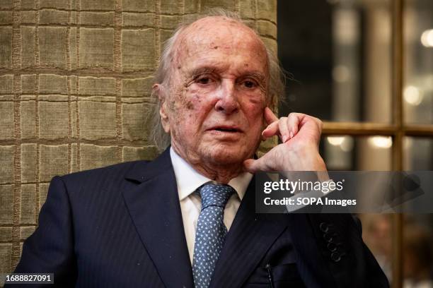 Francisco Pinto Balsemão, founder of the Imprensa group seen during a solemn ceremony handing over the Keys of the City of Porto in the Salão Nobre...