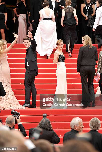 Actors Claire Julien, Israel Broussard and Emma Watson attend 'The Bling Ring' premiere during The 66th Annual Cannes Film Festival at the Palais des...