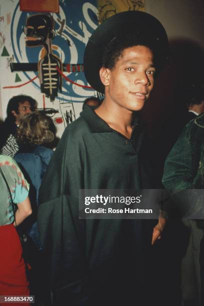 American artist Jean-Michel Basquiat , circa 1985.